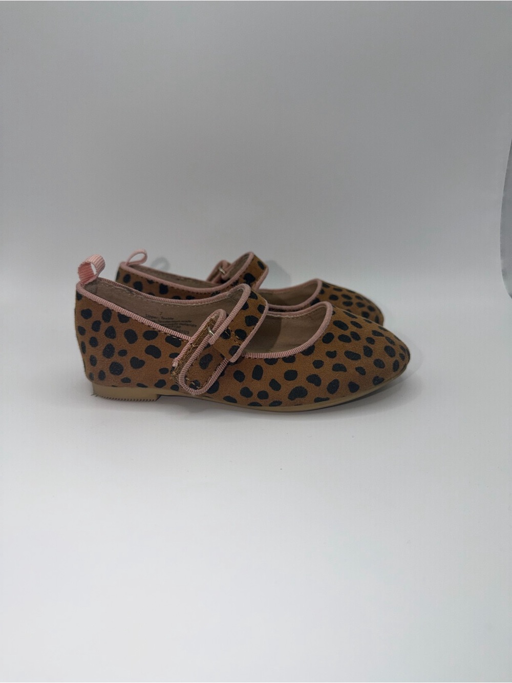 Cat & Jack Brown Leopard Print Mary Jane Shoes with Pink Trim